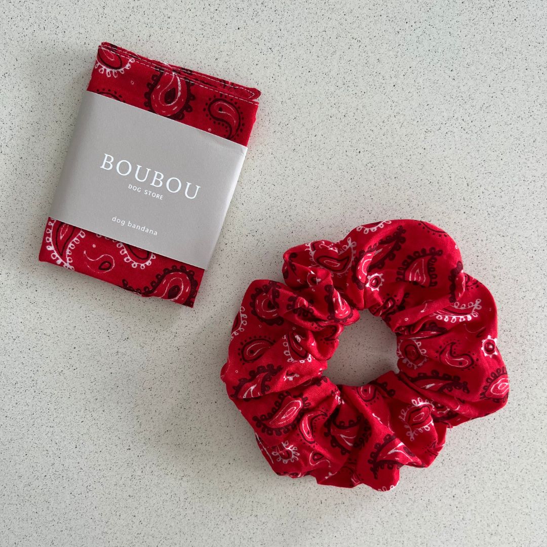 Chouchou cheveux - Motif Cachemire Rouge