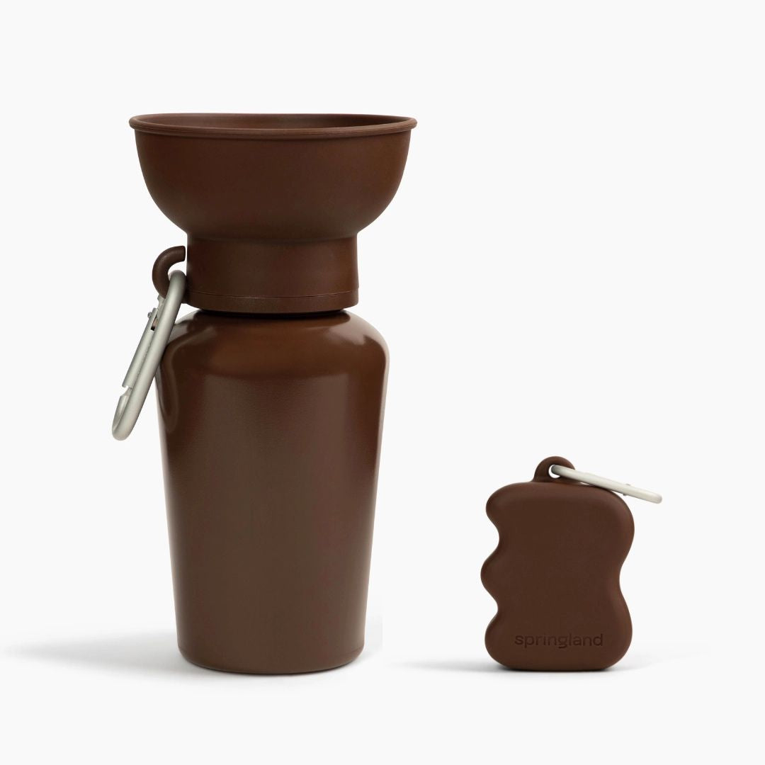 Gourde Flip avec gamelle pliable - Chocolat