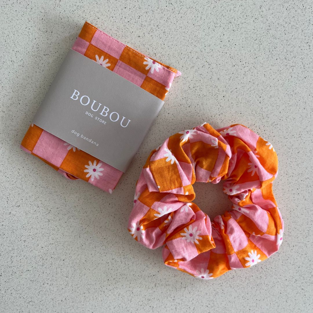 Chouchou cheveux - Vichy Orange & Rose