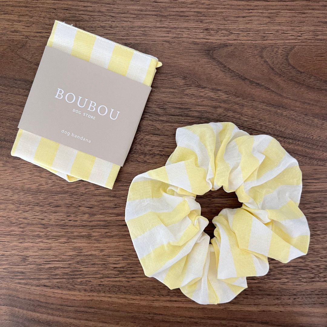 Chouchou cheveux - Rayures Jaune Beurre