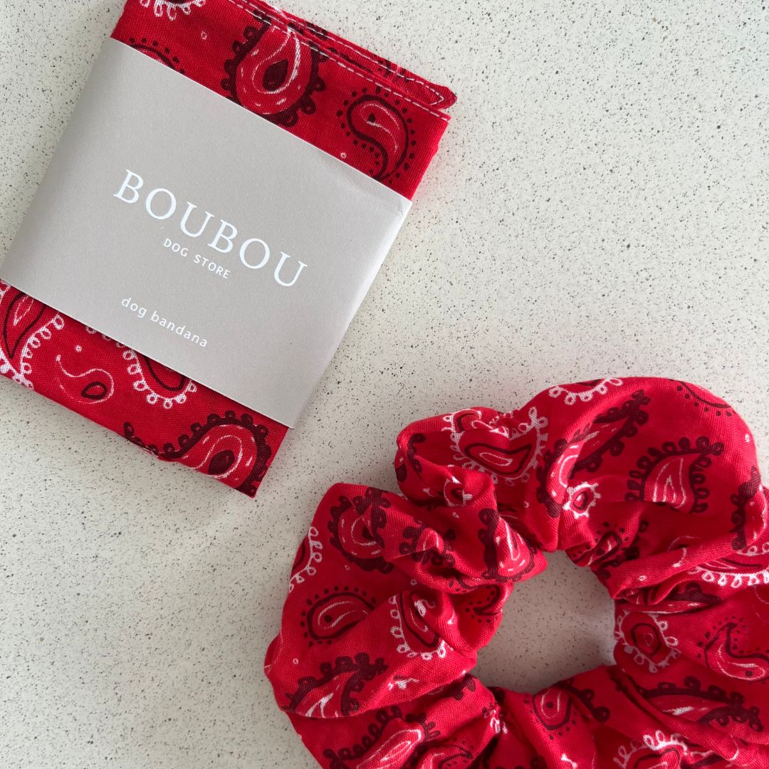 Chouchou cheveux - Motif Cachemire Rouge