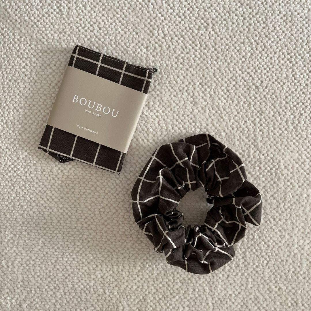 Chouchou cheveux - Carreaux Marron