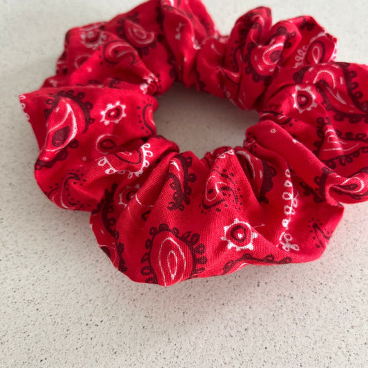 Chouchou cheveux - Motif Cachemire Rouge