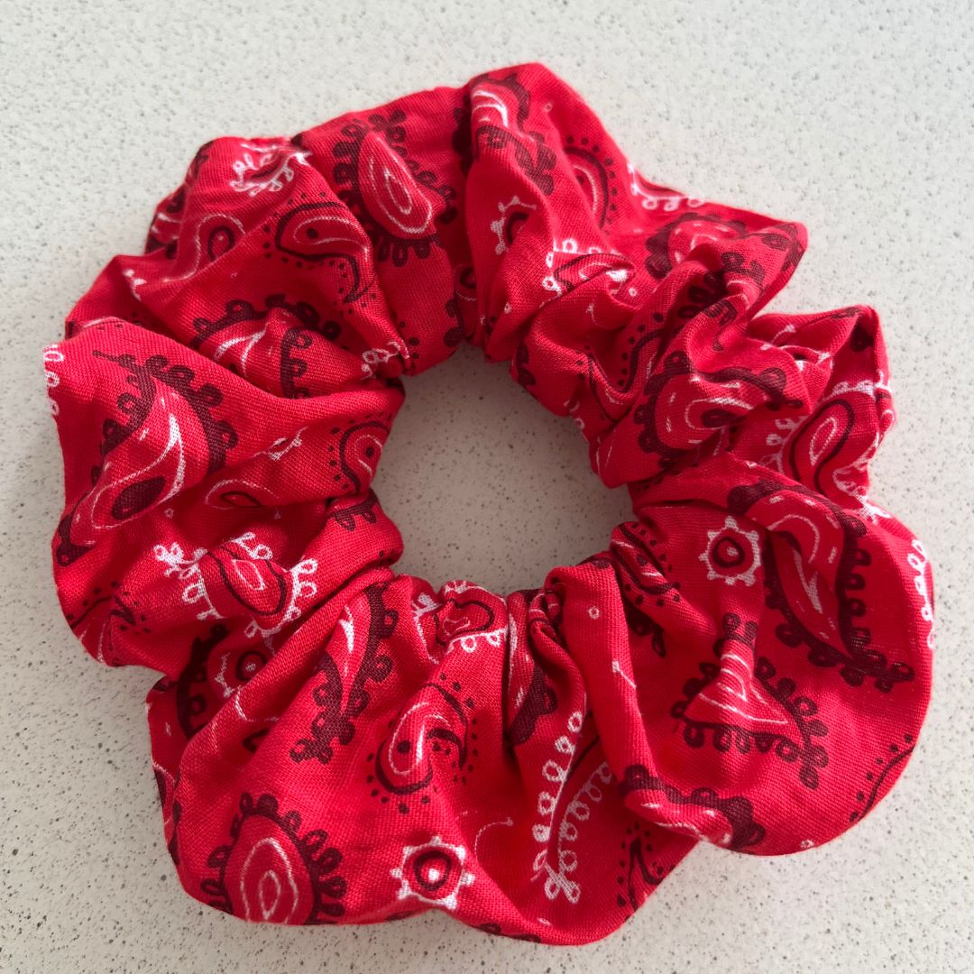 Chouchou cheveux - Motif Cachemire Rouge