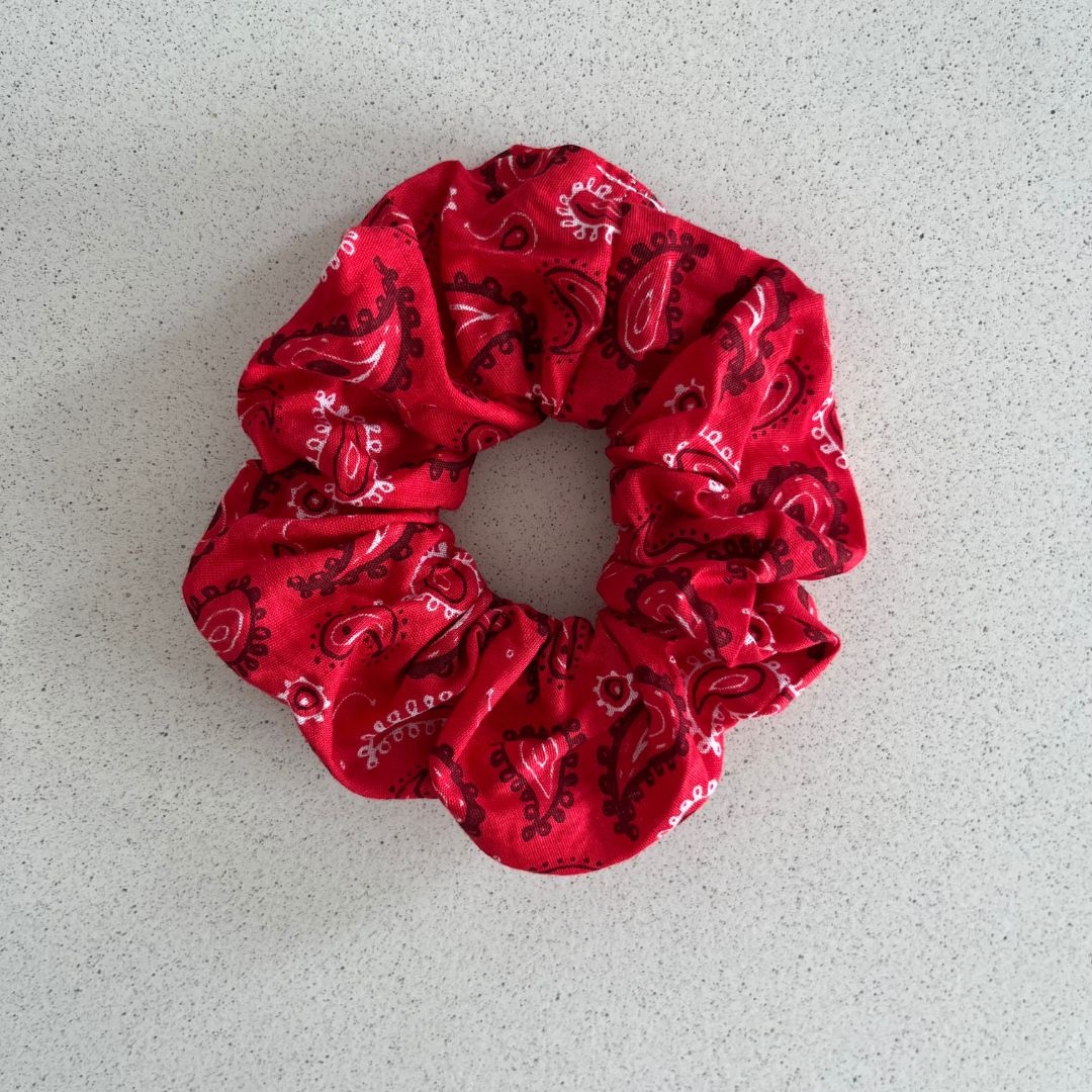 Chouchou cheveux - Motif Cachemire Rouge