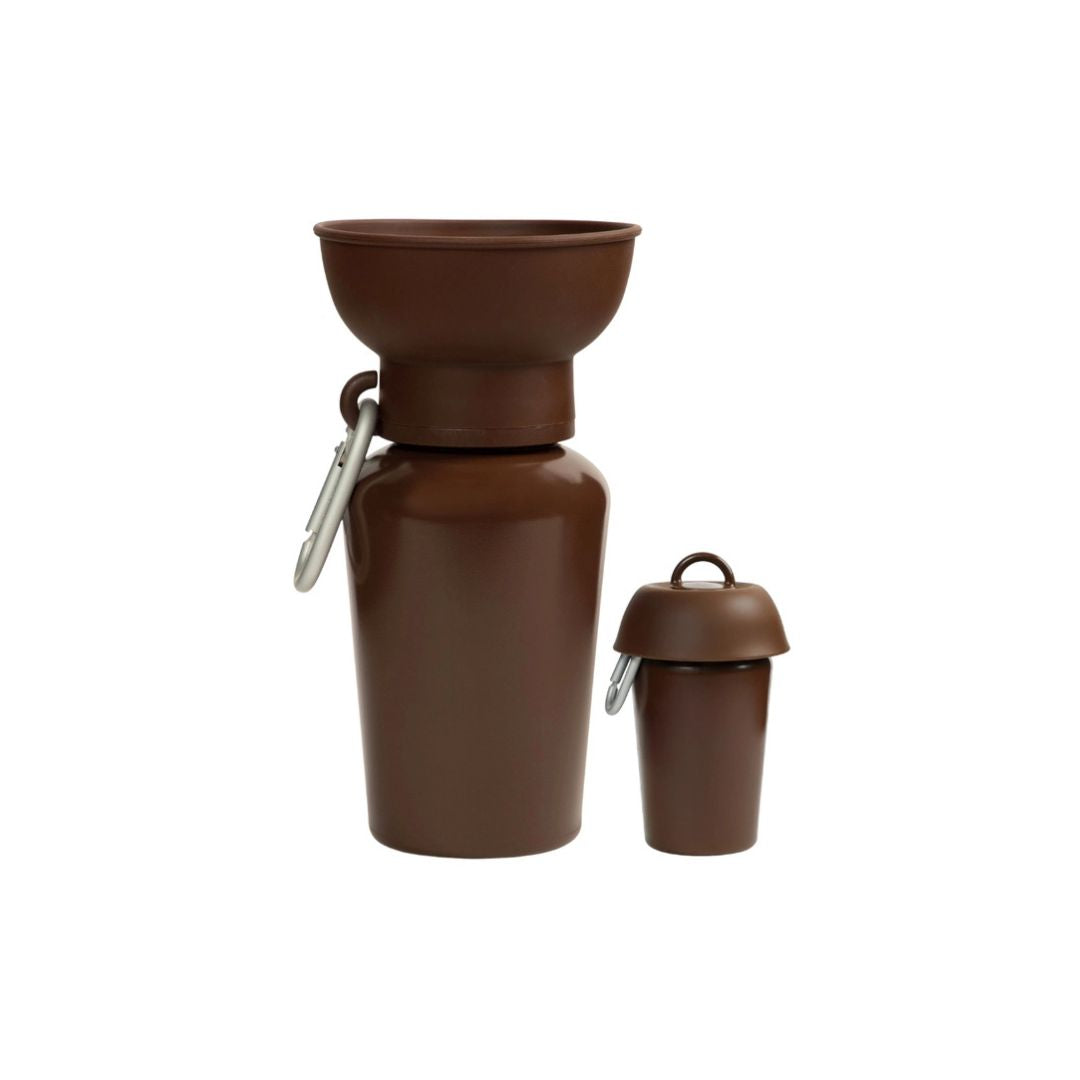 Gourde Flip avec gamelle pliable - Chocolat